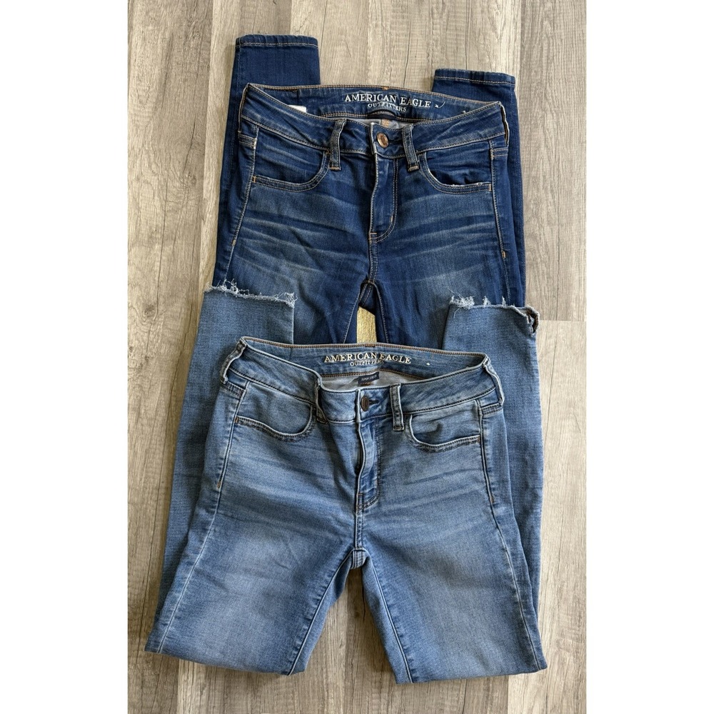 American Eagle Outfitters Womens Blue  Skinny & Jegging Jeans Size 2 Lot Of 2 - Picture 2 of 16